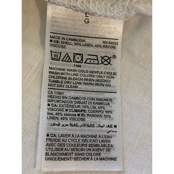 Old Navy Women’s Popover Shirt L White Preppy Casual Linen Blend Top Hi Low Hem - Picture 4 of 16